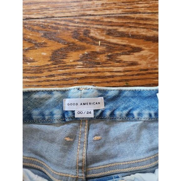 GOOD AMERICAN Good Legs Chewed Hem Distressed Skinny Crop Jeans sz 00/24 - Picture 4 of 4